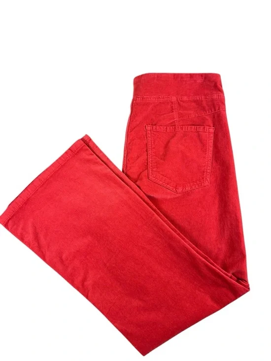 FREE PEOPLE In My Feelings Velvet Crop Slim Flare Pants Red M NWOT Retro Boho - Picture 2 of 15